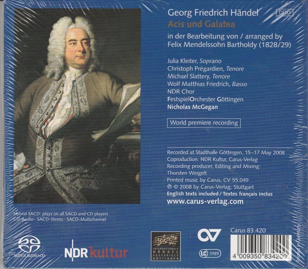 Georg Friedrich Händel Version By Felix Mendelssohn-Bartholdy - Julia Kleiter · Christoph Prégardien · Michael Slattery (2) · Wolf Matthias Friedrich · NDR Chor · Festspielorchester Göttingen · Nicholas McGegan-1