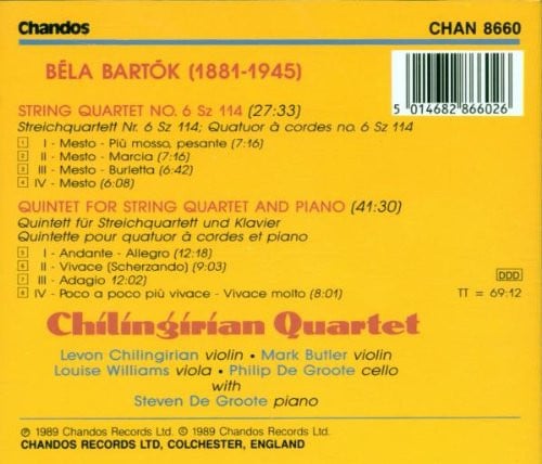 Béla Bartók, Chilingirian String Quartet, Steven De Groote-1