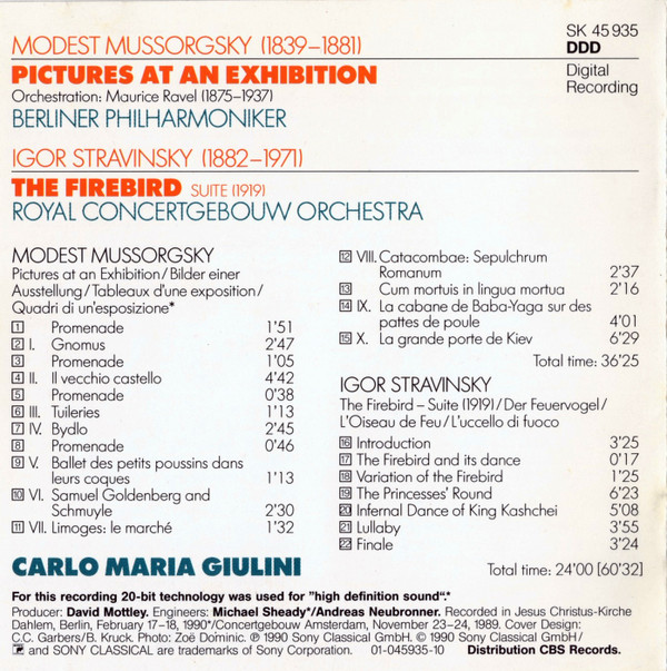 Modest Mussorgsky / Igor Stravinsky - Berliner Philharmoniker, Concertgebouworkest, Carlo Maria Giulini-1