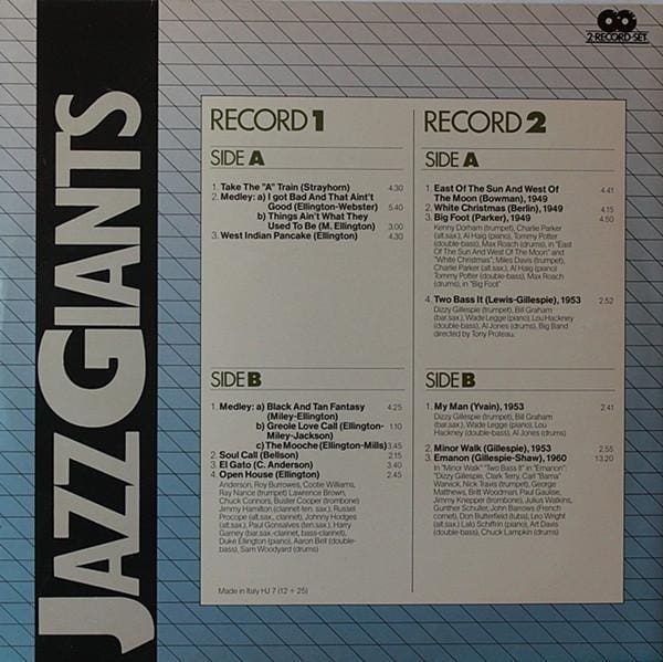 Jazz Giants 2xLP (ITA):Duke Ellington; Johnny Hodges; Cootie Williams; Cat Anderson; Charlie Parker Quintet; Dizzy Gillespie Big Band - Image 2