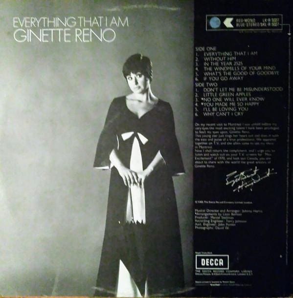 Everything That I Am LP (UK 1970):Ginette Reno - Image 2