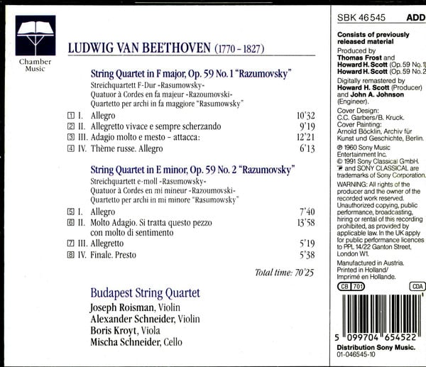 Ludwig Van Beethoven / Budapest String Quartet-1