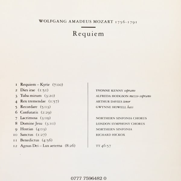 Wolfgang Amadeus Mozart, Yvonne Kenny, Alfreda Hodgson, Arthur Davies, Gwynne Howell, Northern Sinfonia, Richard Hickox-1