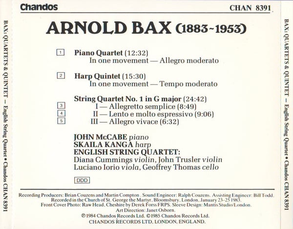 Arnold Bax, English String Quartet / John McCabe (2), Skaila Kanga-1