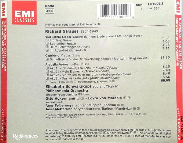 Richard Strauss - Elisabeth Schwarzkopf, Philharmonia Orchestra, Otto Ackermann, Lovro Von Matacic-3