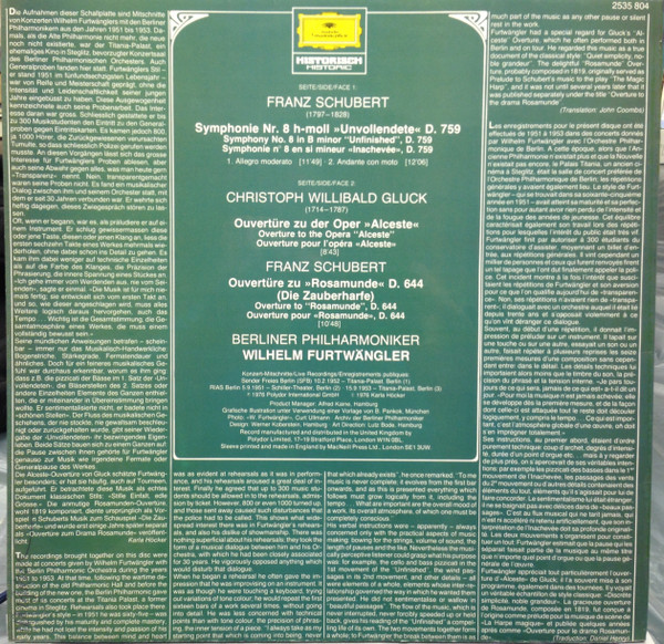 Wilhelm Furtwängler, Berliner Philharmoniker – Franz Schubert-1