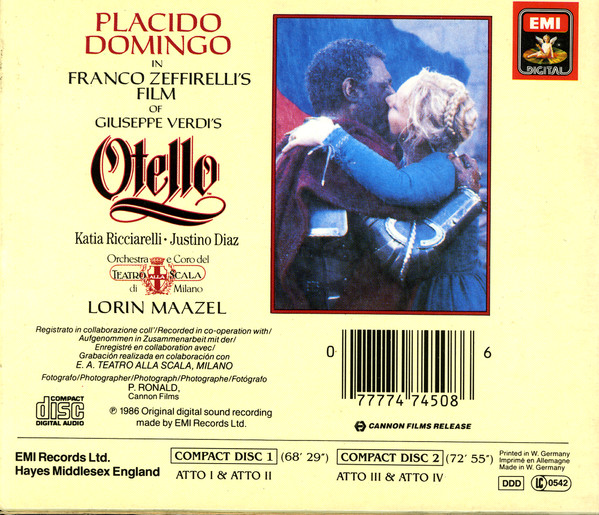 Giuseppe Verdi - Placido Domingo, Katia Ricciarelli, Justino Diaz, Orchestra Del Teatro Alla Scala E Coro Del Teatro Alla Scala, Lorin Maazel-1