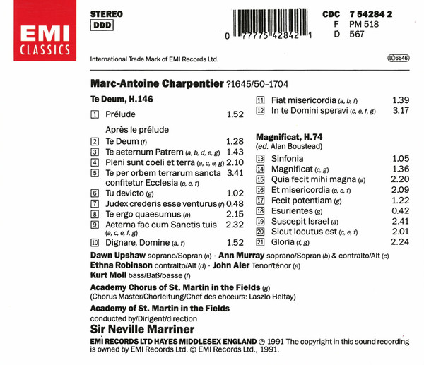 Marc Antoine Charpentier – Dawn Upshaw, Ann Murray, Ethna Robinson, John Aler, Kurt Moll, Chorus Of St Martin In The Fields, The Academy Of St. Martin-in-the-Fields, Sir Neville Marriner-1
