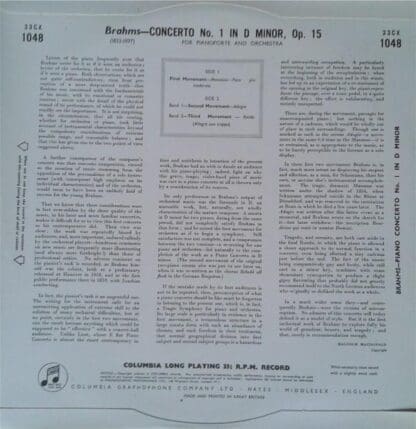 Piano Concerto No. 1 LP (UK 1953):Malcuzynski - Image 2