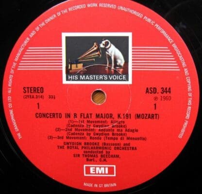 Mozart Concerto's In B Flat Major, K.191 / In A Major, K.622 LP (UK 1960):Mozart - Image 2