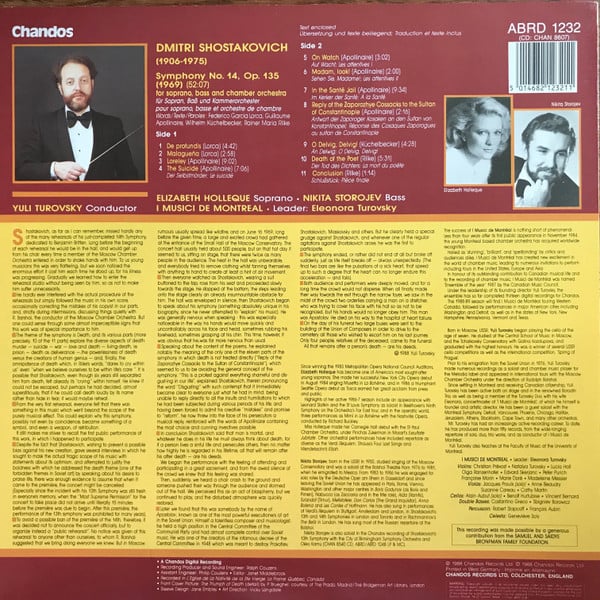 I Musici De Montréal, Yuli Turovsky, Elizabeth Holleque, Nikita Storojev, Dmitri Shostakovich-1