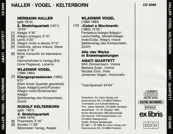 Amati Quartet, Hermann Haller, Wladimir Vogel, Rudolf Kelterborn-1