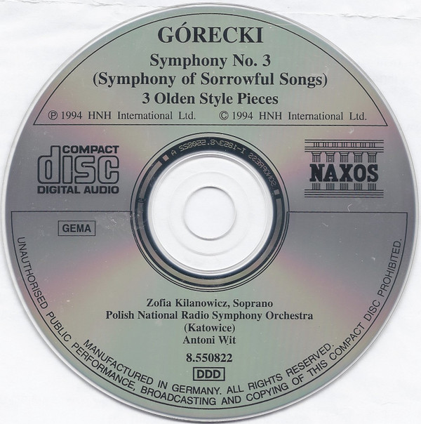 Henryk Górecki - Zofia Kilanowicz, Wielka Orkiestra Symfoniczna Polskiego Radia W Katowicach, Antoni Wit-2