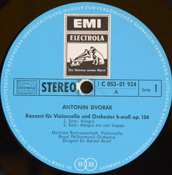 Antonín Dvořák, Camille Saint-Saëns / Mstislav Rostropovich, Royal Philharmonic Orchestra, Sir Adrian Boult / Philharmonia Orchestra, Sir Malcolm Sargent-2