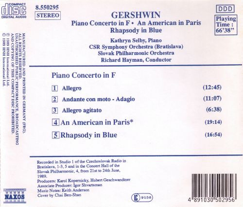 George Gershwin - Kathryn Selby, Slovak Radio Symphony Orchestra, Slovak Philharmonic Orchestra, Richard Hayman-1