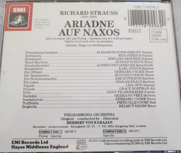 Richard Strauss - Herbert Von Karajan · Elisabeth Schwarzkopf · Rita Streich · Irmgard Seefried · Rudolf Schock · Hermann Prey · Karl Dönch · Gerhard Unger · Philharmonia Orchestra-1