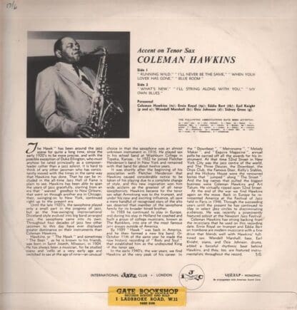 Accent On Tenor Sax LP (UK):Coleman Hawkins - Image 2