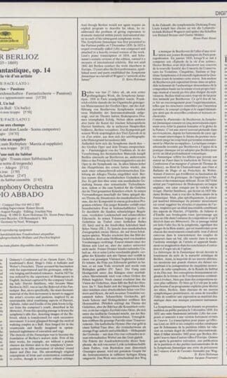 Symphonie Fantastique LP (UK 1984):Hector Berlioz