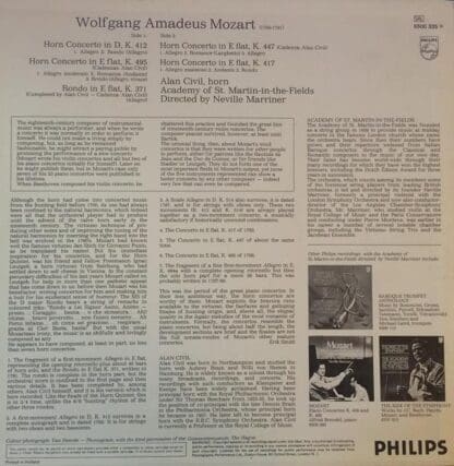The 4 Horn Concertos LP (UK 1972):Alan Civil - Image 2