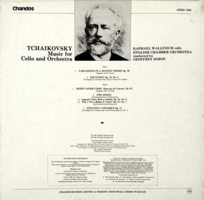 Music For Cello And Orchestra LP (UK 1983):Tchaikovsky - Image 2