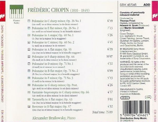 Alexander Brailowsky, Frédéric Chopin-1