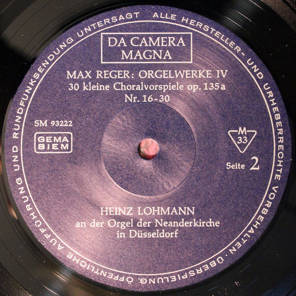 Max Reger / Heinz Lohmann An Der Orgel Der Neanderkirche Düsseldorf: Max Reger-3