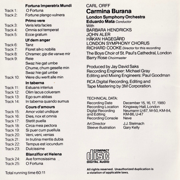 Carl Orff - Barbara Hendricks / John Aler / Håkan Hagegård / London Symphony Orchestra / London Symphony Chorus / Eduardo Mata-2