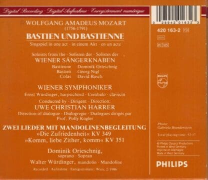 Bastien und Bastienne CD (GER 1987):Wolfgang Amadeus Mozart - Image 2