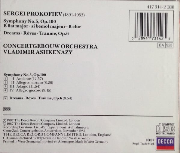 Sergei Prokofiev, Vladimir Ashkenazy, Concertgebouworkest-2