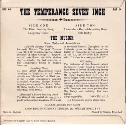 The Temperance 7 Inch Record 7" (UK 1960):The Temperance Seven - Image 2