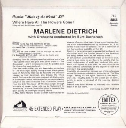 Marlene Dietrich Returns To Germany 7" (UK 1962):Marlene Dietrich - Image 2