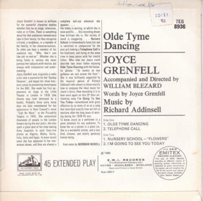 Old Tyme Dancing 7" (UK):Joyce Grenfell - Image 2