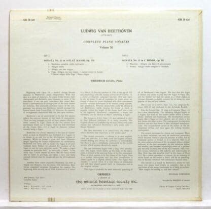 Piano Sonatas Volume XI LP (US):Beethoven - Image 2