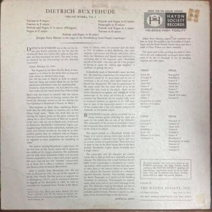 Complete Organ Works Volume I LP (US):Buxtehude - Image 2