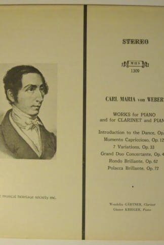 Works For Piano And For Clarinet And Piano LP (US):Weber