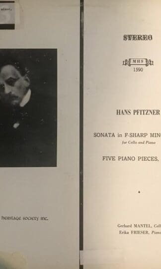 Sonata in F-Sharp Minor, Op. 1/Five Piano Pieces, Op. 47 LP (US 1973):Hans Pfitzner