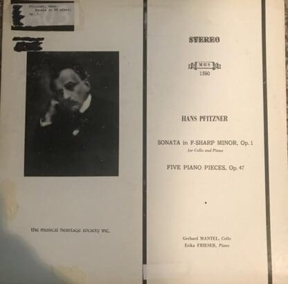 Sonata in F-Sharp Minor, Op. 1/Five Piano Pieces, Op. 47 LP (US 1973):Hans Pfitzner