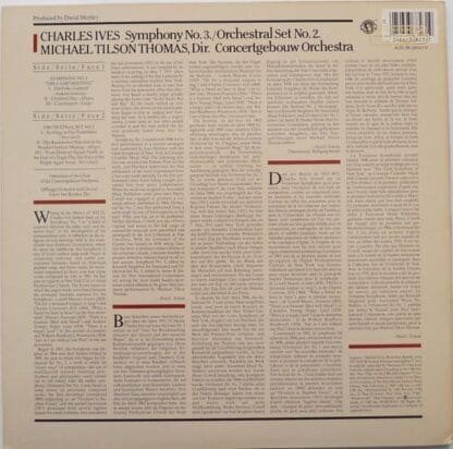 Symphony No. 3 / Orchestral Set No. 2 LP (US 1985):Charles Ives - Image 2