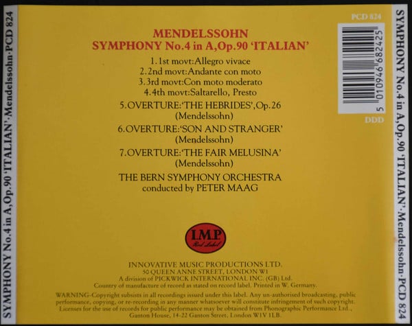 Felix Mendelssohn-Bartholdy, Berner Symphonieorchester, Peter Maag-1
