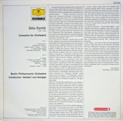 Béla Bartók, Concerto For Orchestra LP (CAN):Bartók - Image 2