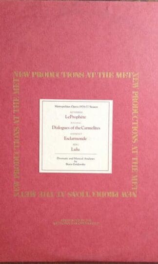New Productions At The Met: 1976-77 Season LP (US 1977):Giacomo Meyerbeer