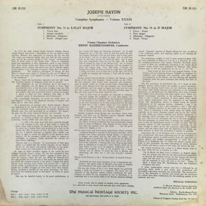 Complete Symphonies Volume XXXIII LP (US):Joseph Haydn - Image 2