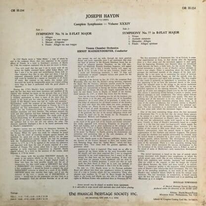Complete Symphonies Volume XXXIV LP (US):Joseph Haydn - Image 2