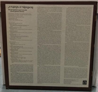 A Festival Of Trumpets LP (US 1974):The New York Trumpet Ensemble - Image 2