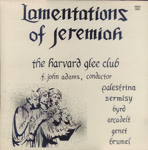 Lamentations Of Jeremiah LP (US 1976):The Harvard Glee Club
