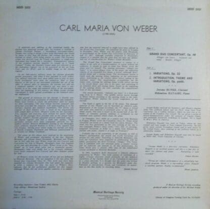 Music For Clarinet And Piano:Carl Maria Von Weber - Image 2