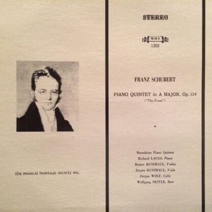 Piano Quintet in A Major, Op.114 ("The Trout") LP (US):Franz Schubert