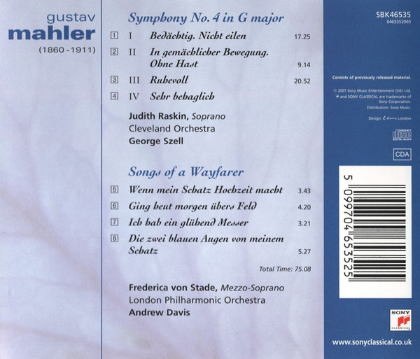 Gustav Mahler - Judith Raskin, Frederica von Stade, The Cleveland Orchestra, George Szell, London Philharmonic Orchestra, Andrew Davis-1