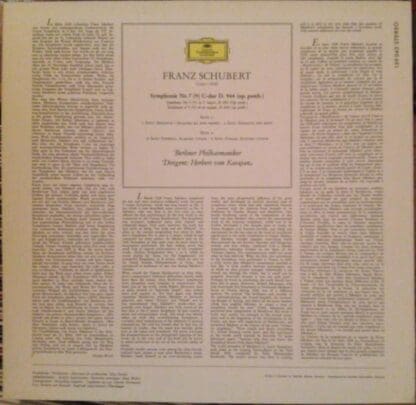 Symphonie Nr. 7 (9) LP (GER 1970):Schubert - Image 2
