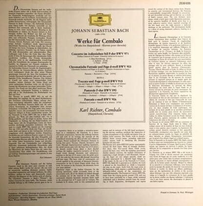 Italienisches Konzert, BWV 971 and others LP (GER 1970):Johann Sebastian Bach - Image 2